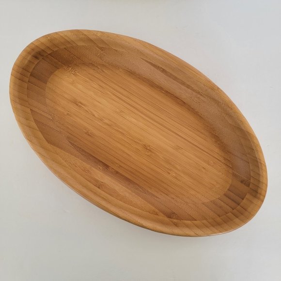 Totally‎ Bamboo Oval Wooden Serving Bowl Natural Bamboo Color - Picture 1 of 12